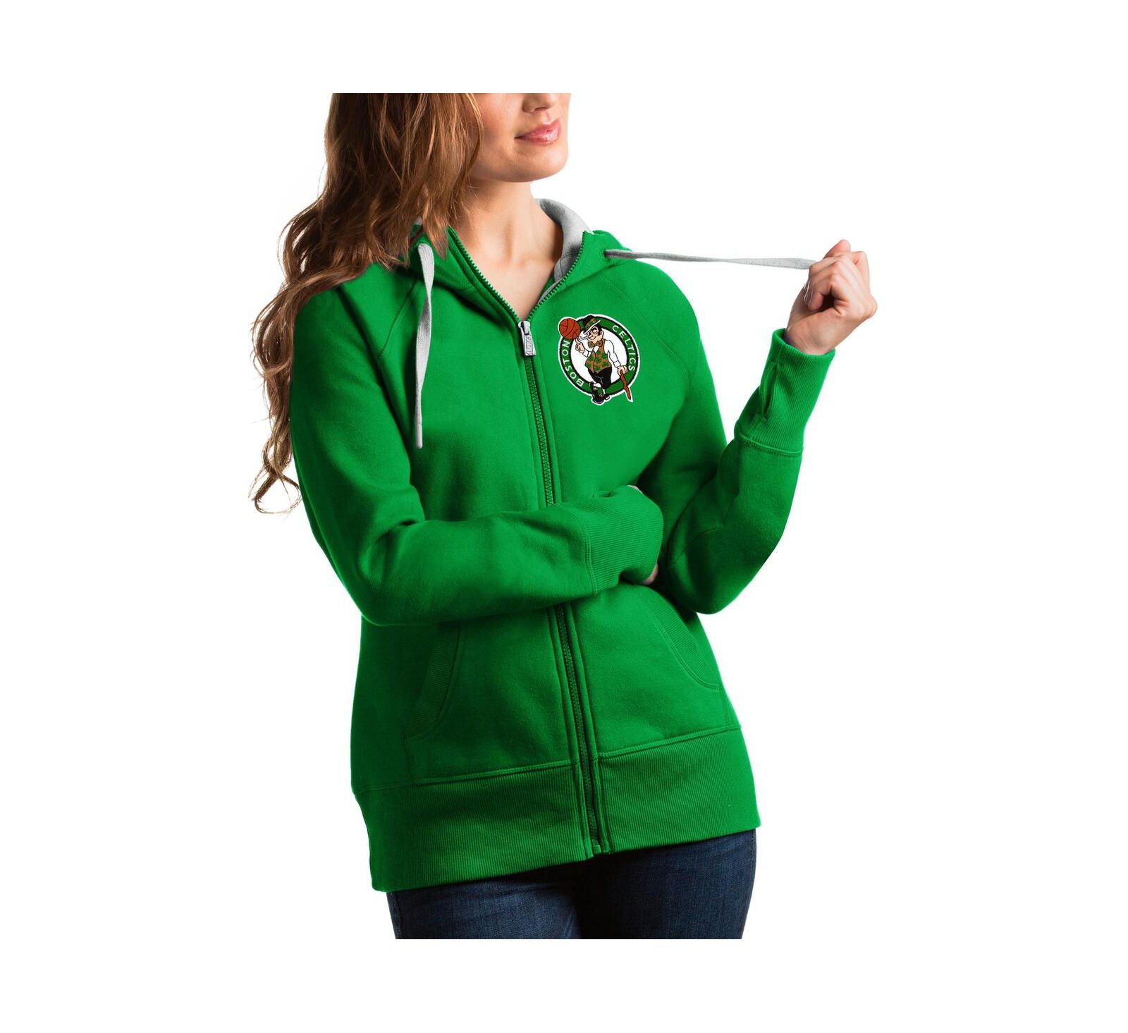 Женское худи Antigua Kelly Green Boston Celtics Victory Full-Zip