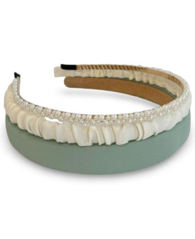 Classic Headband Set - Green + Cream + Pearl