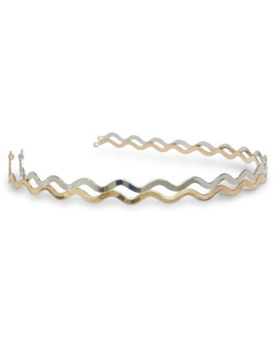 Wavy Metallic Headband Set - Gold + Silver