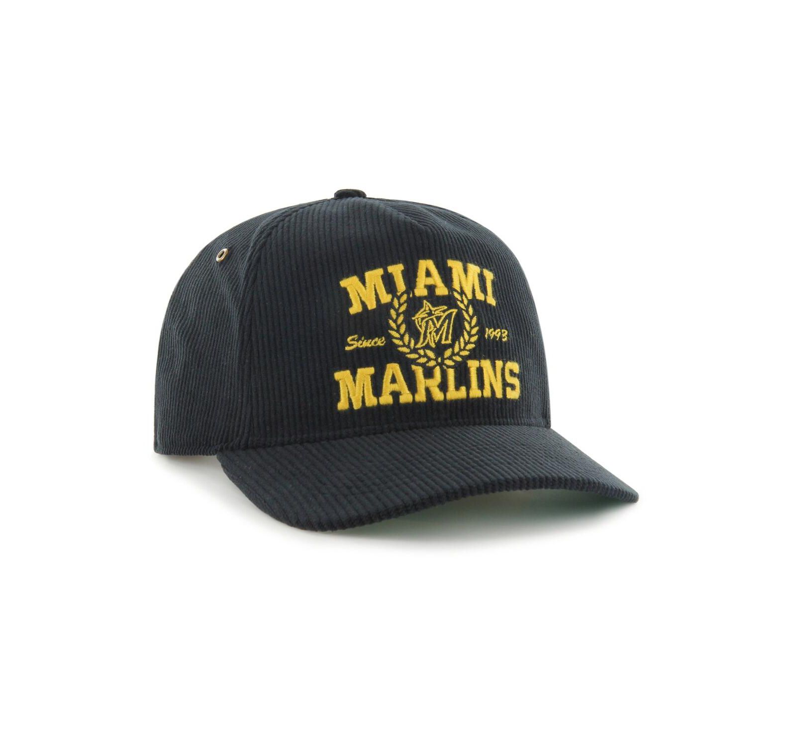 Кепка '47 Brand Men's Black Miami Marlins Laurus Corduroy Hitch Snapback