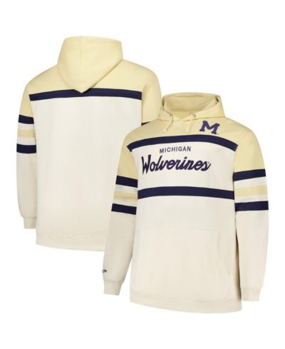 Мужское худи Mitchell & Ness Cream Michigan Wolverines Big & Tall Head Coach Pullover