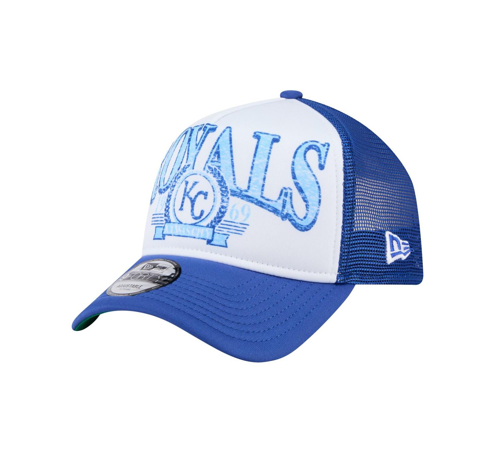 Кепка New Era Men's Royal Kansas City Royals Distressed 9FORTY A-Frame Adjustable Trucker