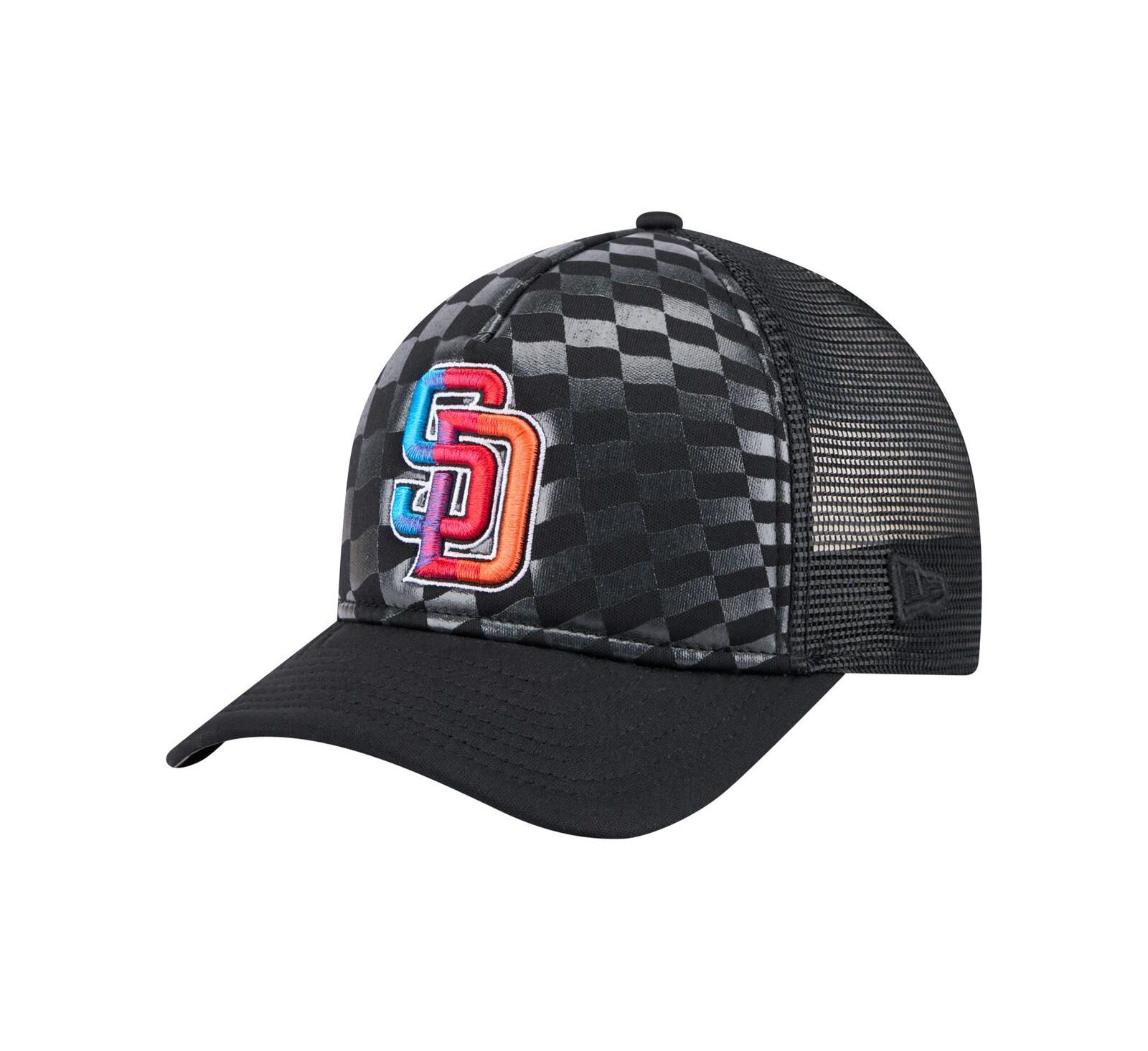 New Era Men's Black San Diego Padres Gradient 9FORTY A-Frame M-Crown Trucker Adjustable Hat