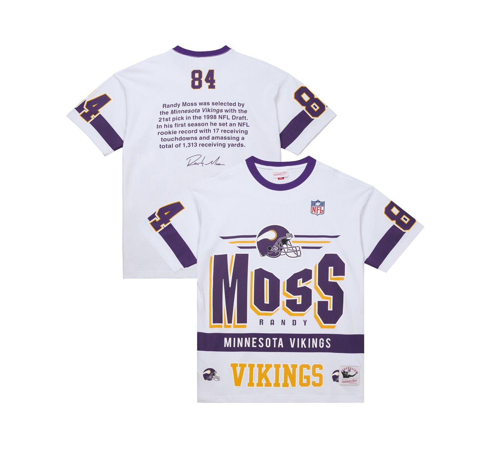 Mitchell & Ness Мужская футболка Minnesota Vikings Randy Moss White Name & Number Team Origins Vintage Logo