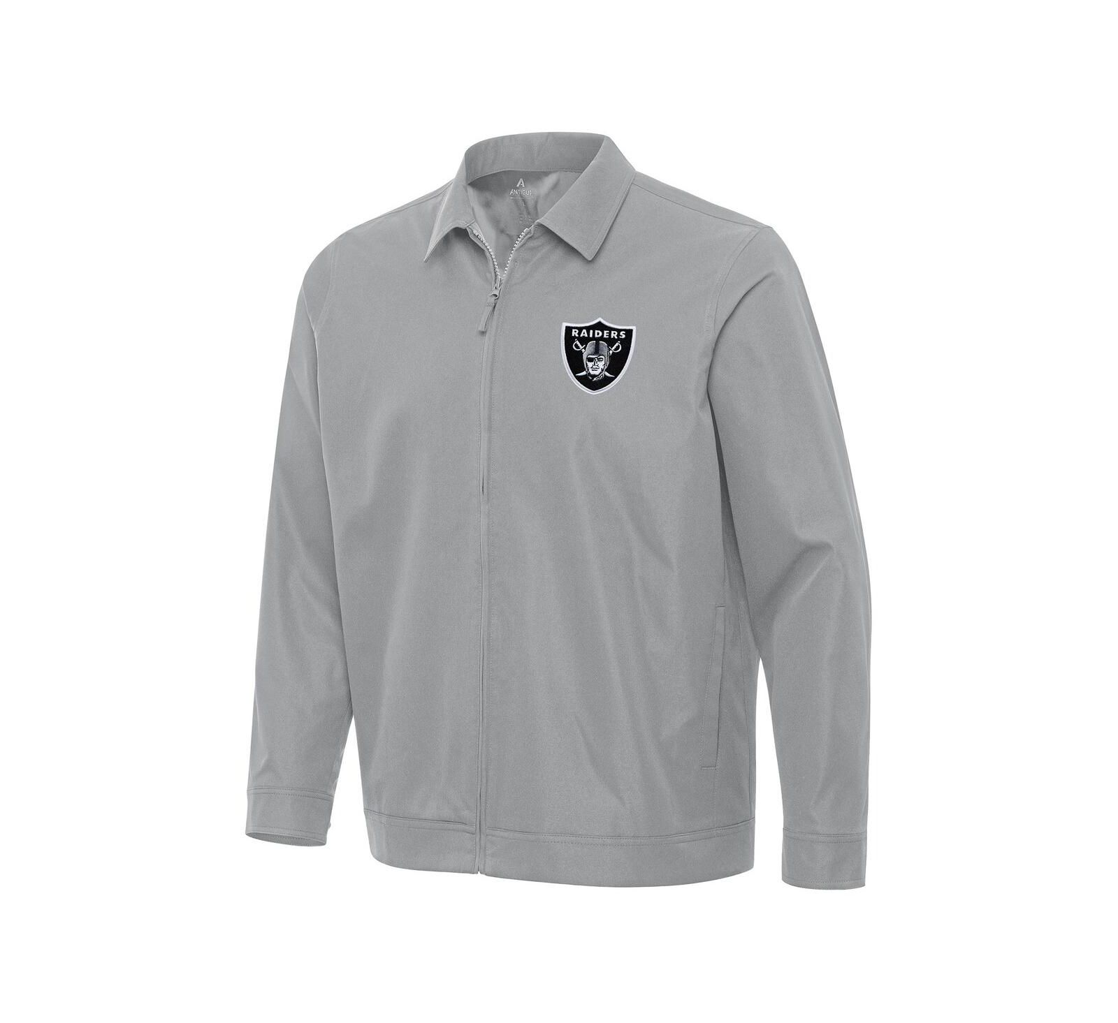 Antigua Men's Gray Las Vegas Raiders Pivot Full-Zip Jacket