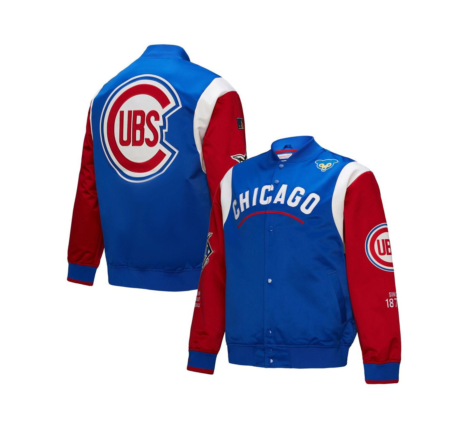 Mitchell & Ness Men's Royal/Red Chicago Cubs Cooperstown Collection Team Origins Satin Full-Snap Jacket