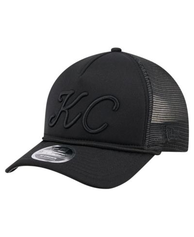 Мужская кепка New Era Black Kansas City Royals City Initial 9FORTY A-Frame M-Crown Adjustable Trucker Hat