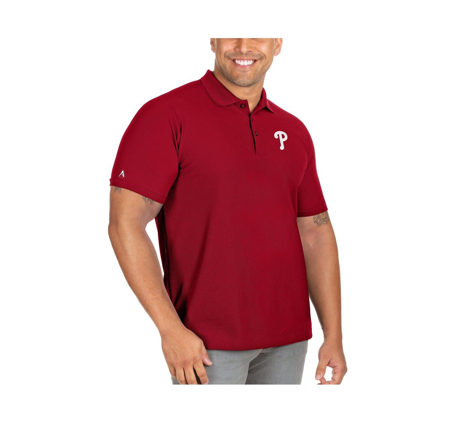 Antigua Мужская рубашка-поло Antigua Philadelphia Phillies Big & Tall Legacy Pique Red
