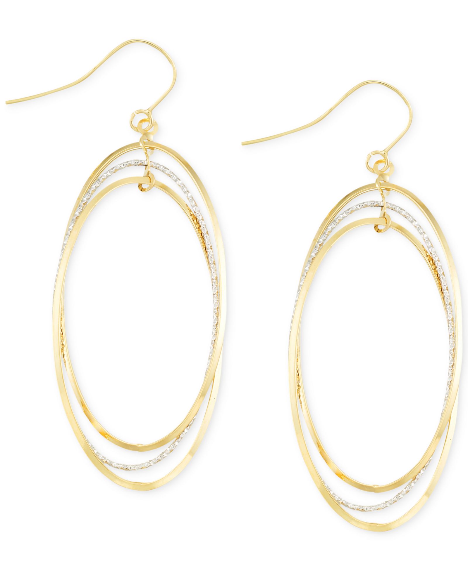 Italian Gold двухцветные овальные серьги-кольца 14k Gold
