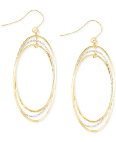 Italian Gold Two-Tone Oval Hoop Earrings in 14k Gold