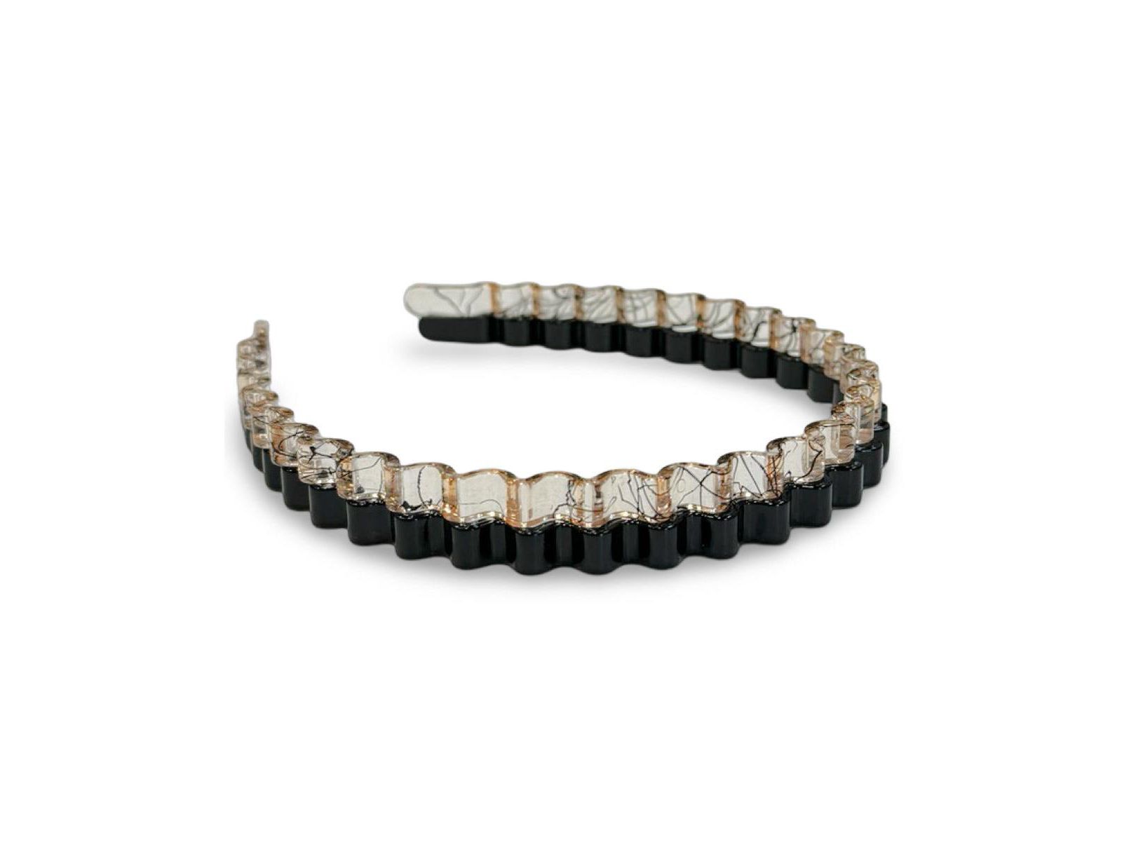 Thin Wavy Headband Set - Black + Clear