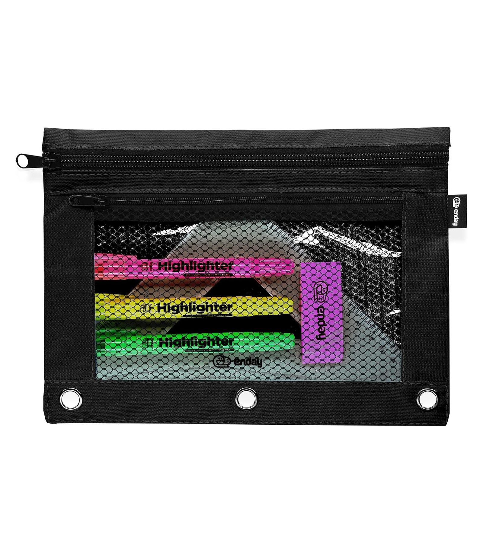 Enday Pink Pencil Pouch For 3 Ring Binder, Zippered Binder Pencil Pouches, 3 Ring Pencil Pouch for Binder, Pencil Case for Binder, Large Pencil Bags for School, Home, and Office.