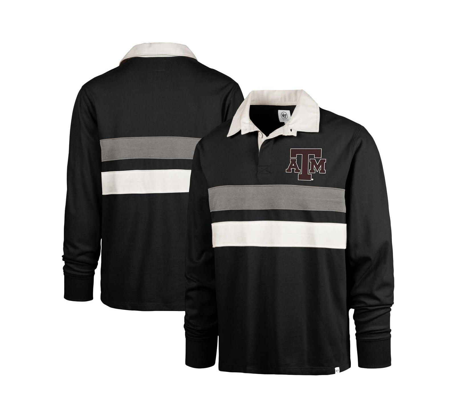 Мужская рубашка-поло '47 Brand Black Texas A&M Aggies Clubhouse Knox Thames с длинным рукавом