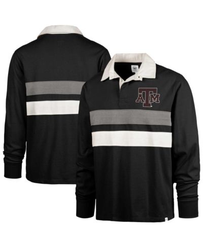 '47 Brand Men's Black Texas A&M Aggies Clubhouse Knox Thames Long Sleeve Rugby Polo Shirt