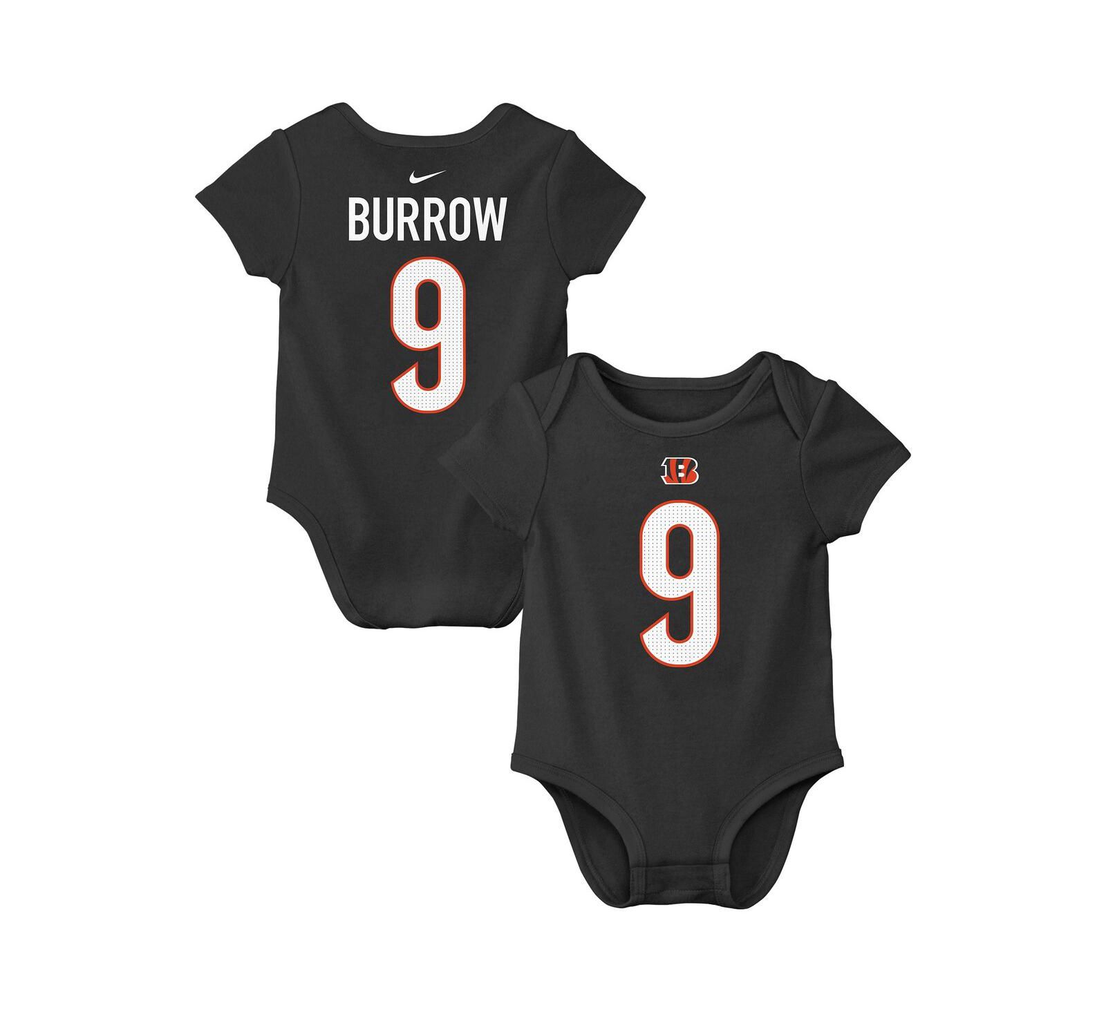 Боди Nike для малышей и девочек Joe Burrow Black Cincinnati Bengals
