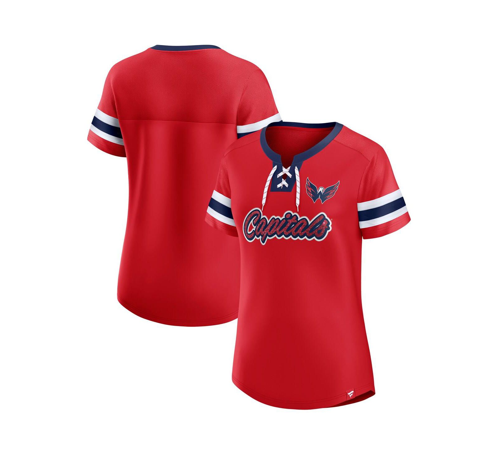 Fanatics Женская футболка Washington Capitals Iconic Athena Lace-Up, красная