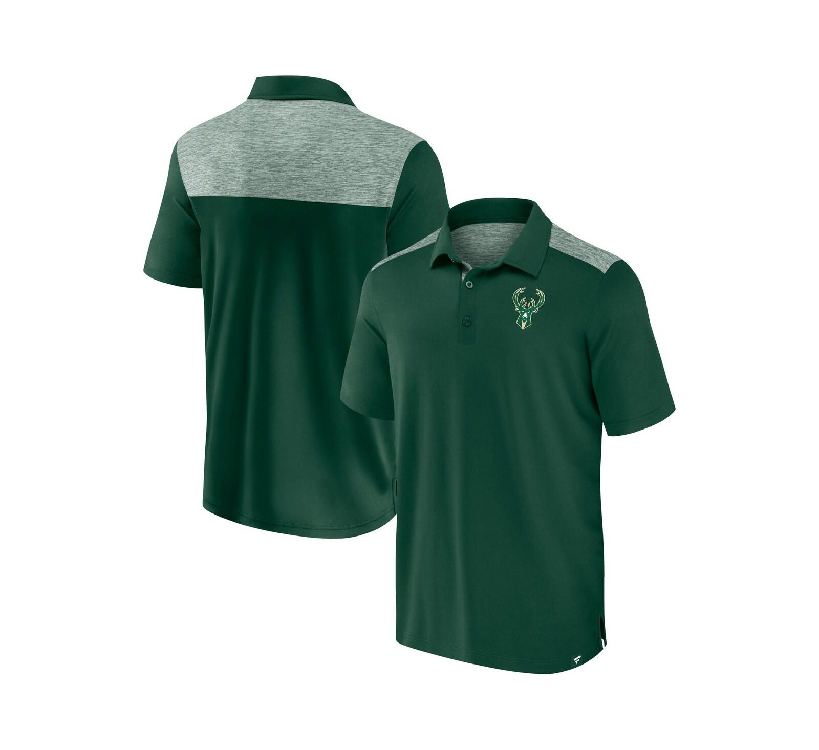 Fanatics Men's Hunter Green Milwaukee Bucks Iconic Brushed Blocked Polo Shirt