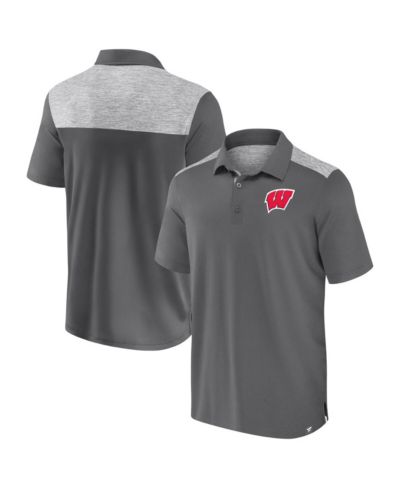 Мужская рубашка-поло Fanatics серая Wisconsin Badgers Iconic Brushed Blocked