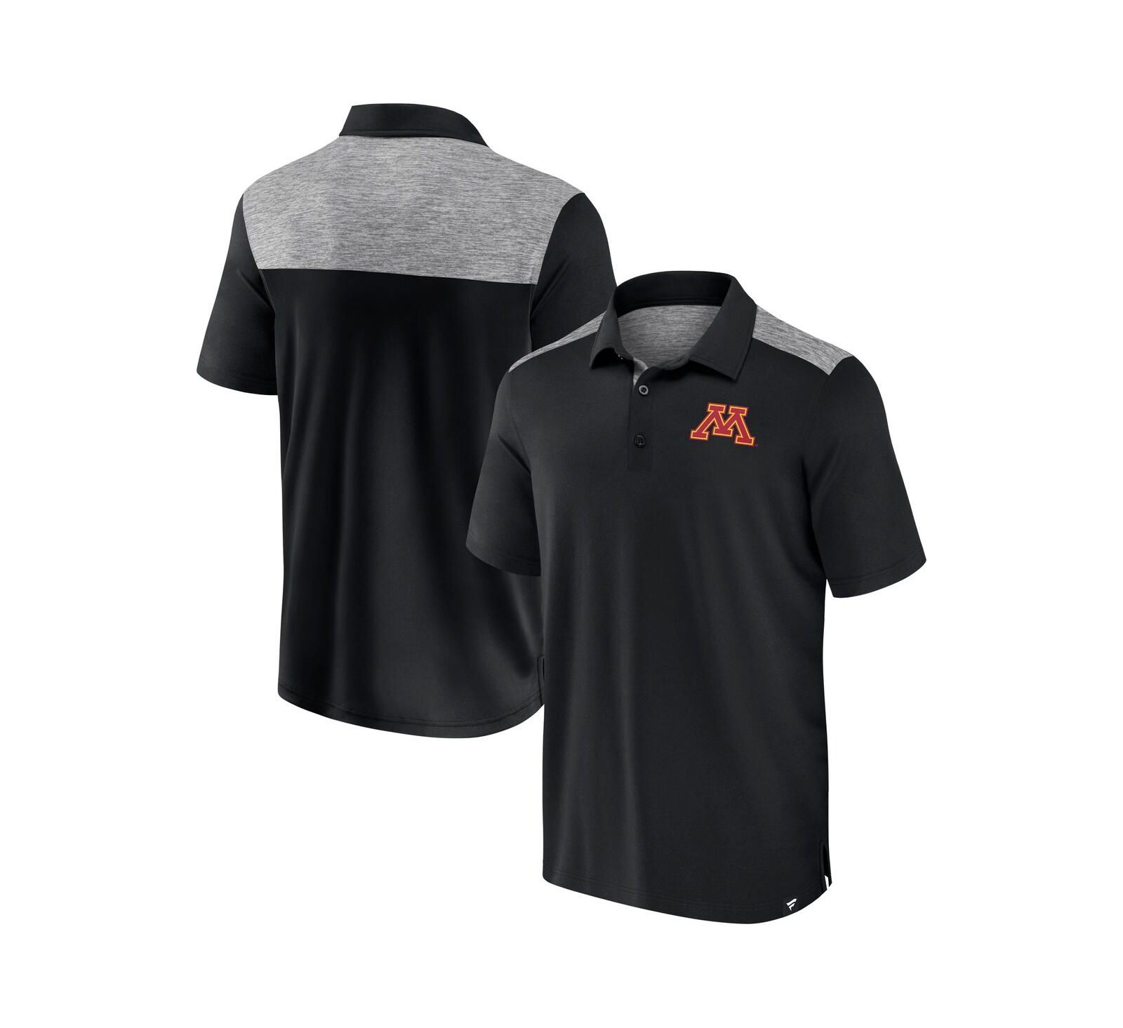 Fanatics Men's Black Minnesota Golden Gophers Iconic Brushed Blocked Polo Shirt