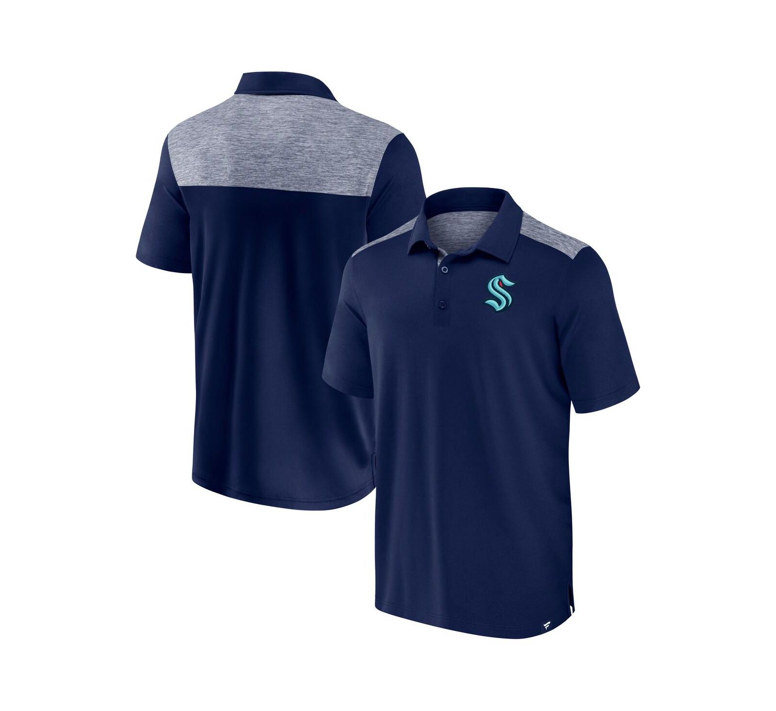 Мужская рубашка-поло Fanatics Navy Seattle Kraken Iconic Brushed Blocked