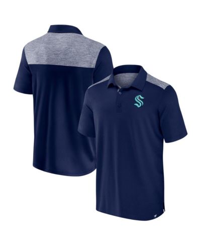 Мужская рубашка-поло Fanatics Navy Seattle Kraken Iconic Brushed Blocked