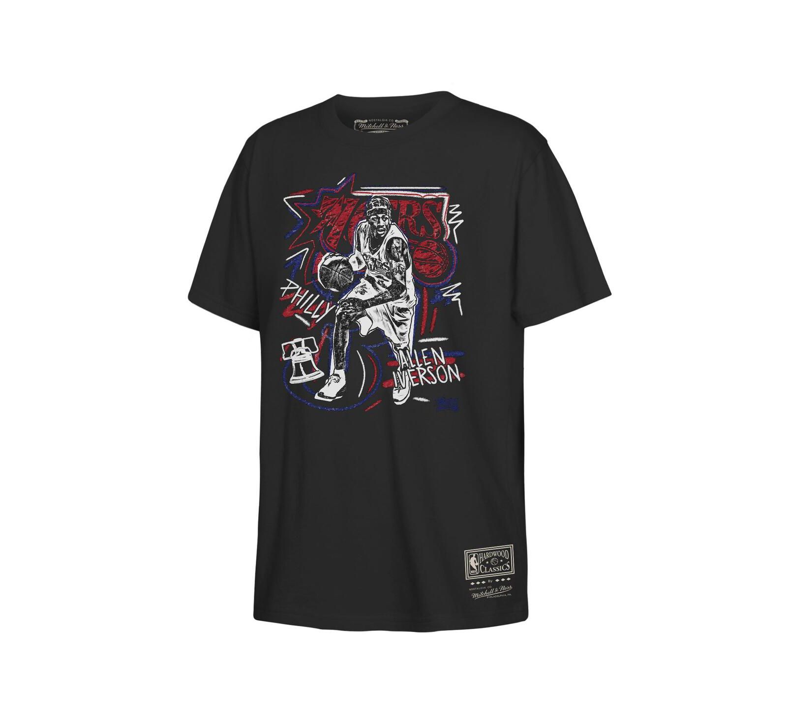 Mitchell & Ness Big Boys and Girls Allen Iverson Black Philadelphia 76ers Chalked Up T-Shirt