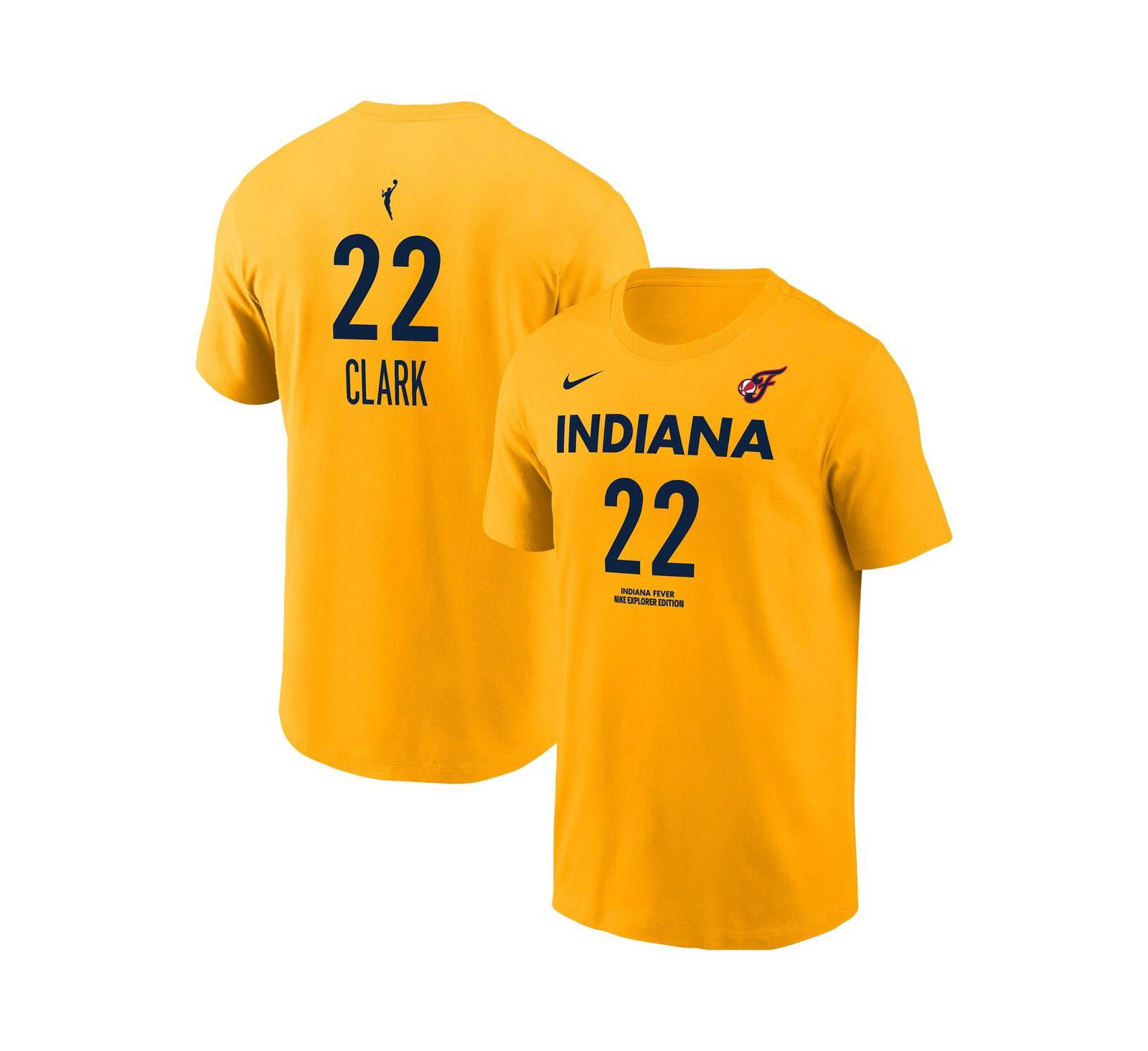 Nike Мужская и женская футболка Caitlin Clark Gold Indiana Fever