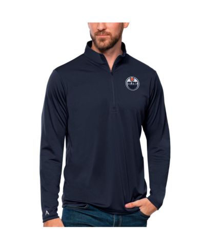 Мужской джемпер Antigua Edmonton Oilers Tribute Quarter-Zip темно-синий
