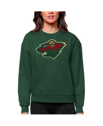 Antigua Women's Green Minnesota Wild Primary Logo Team Logo Victory Crewneck Pullover Sweatshirt