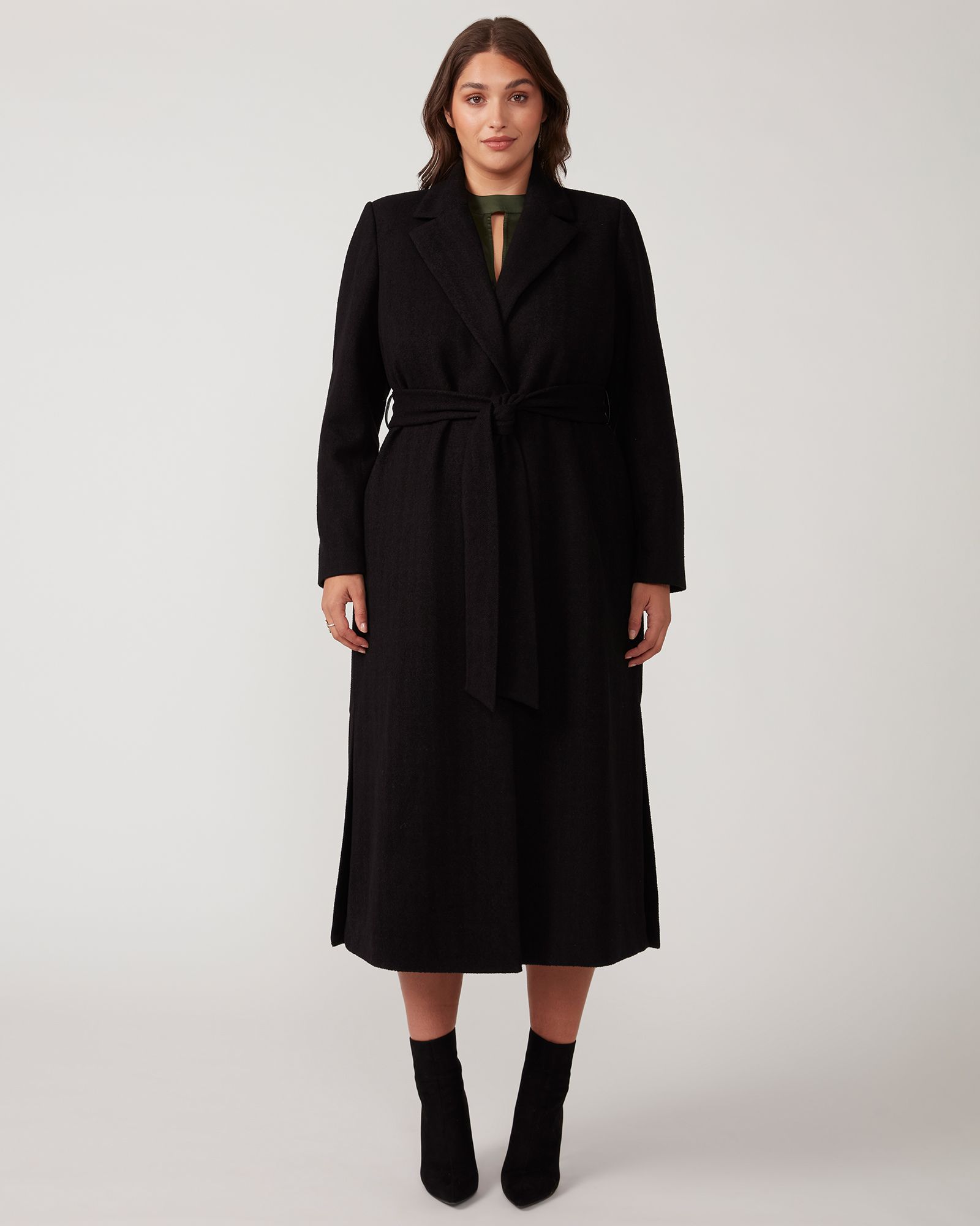 ESTELLE Women's Charmed Robe Black Long Below Knee Coat