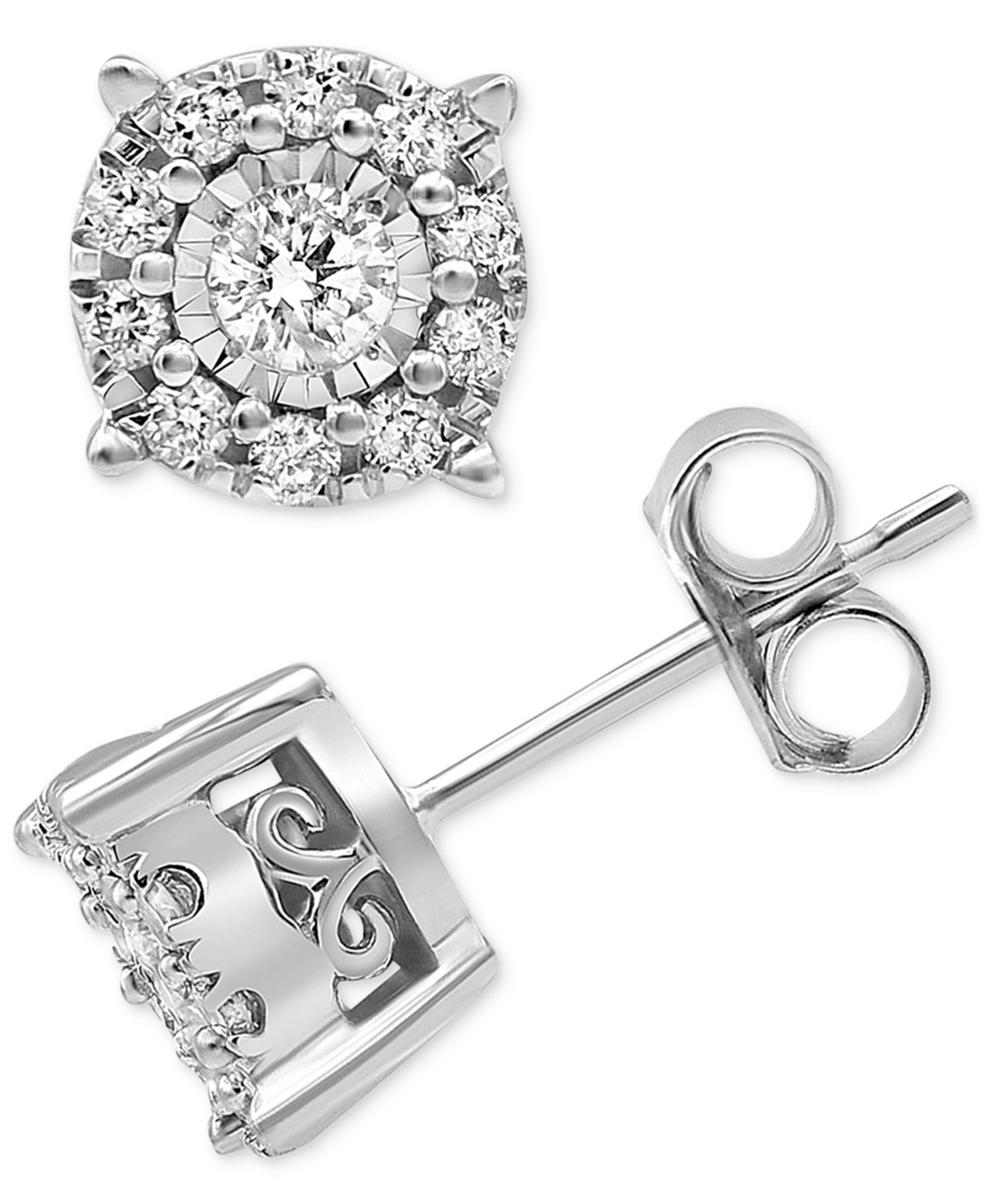 Серьги-гвоздики с бриллиантами (1/3 ct. t.w.) в белом, желтом или розовом золоте 14k