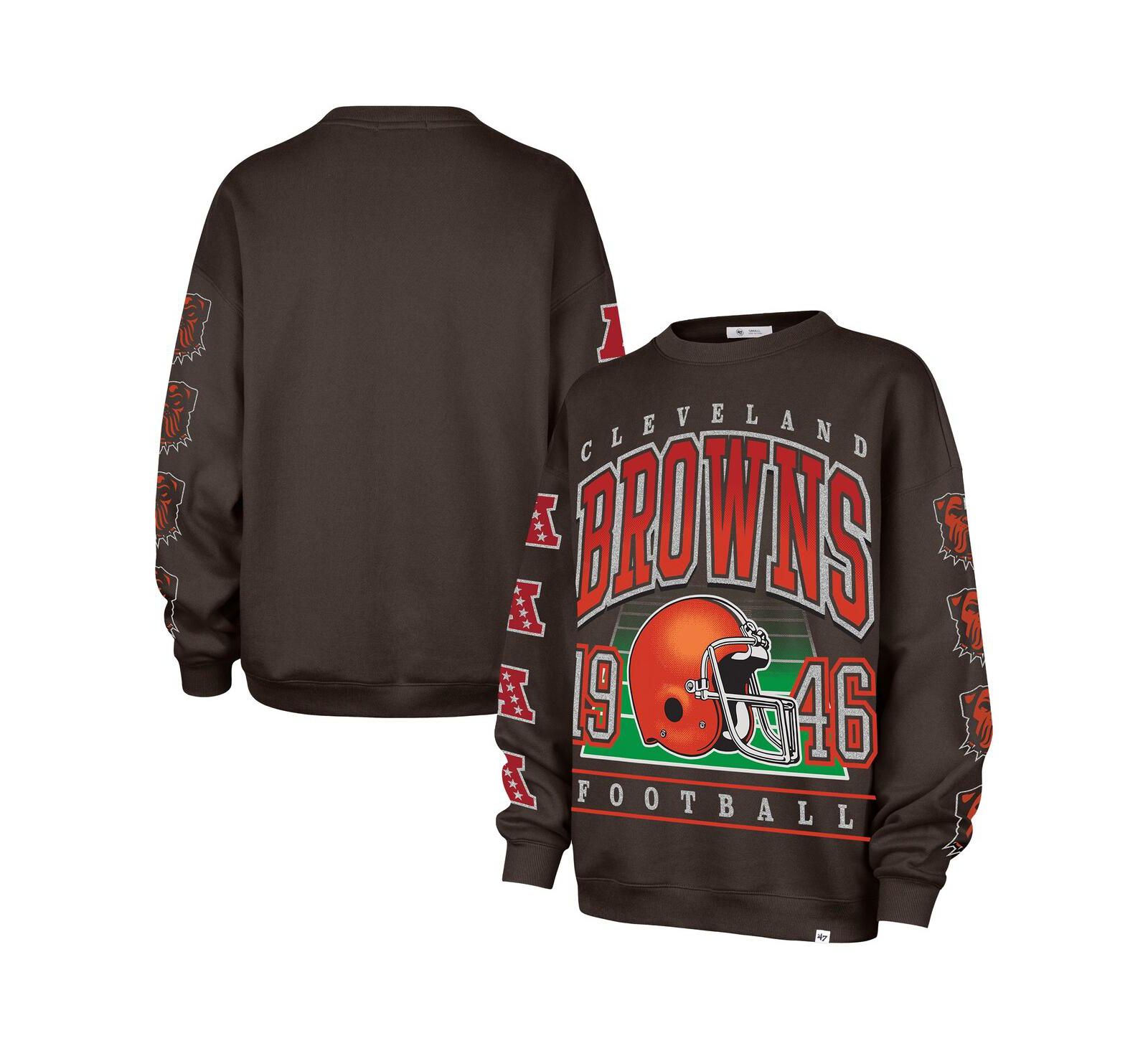 '47 Brand Женская коричневая толстовка '47 Brand Cleveland Browns Go Big Oversized