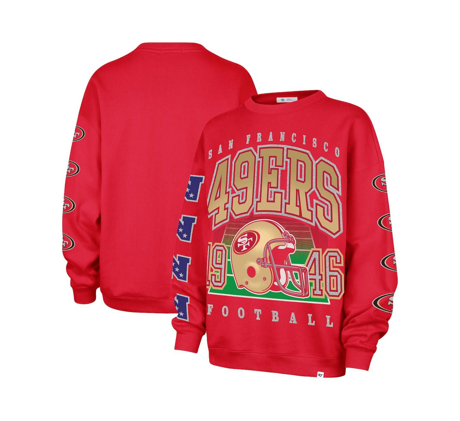 Свитшот '47 Brand Women's Scarlet San Francisco 49ers Go Big Oversized Pullover