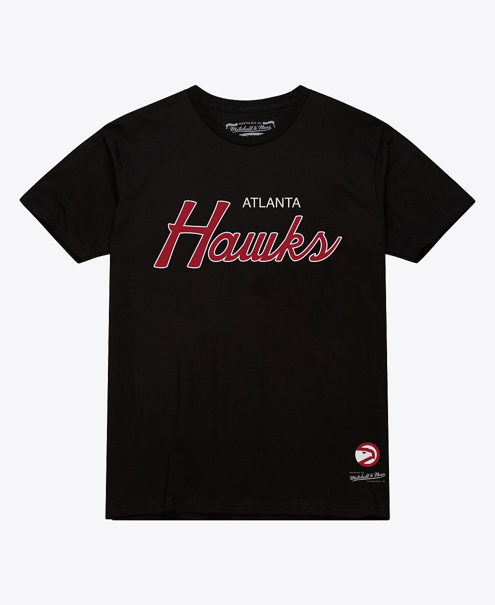 Mitchell & Ness Мужская черная винтажная футболка Atlanta Hawks с логотипом