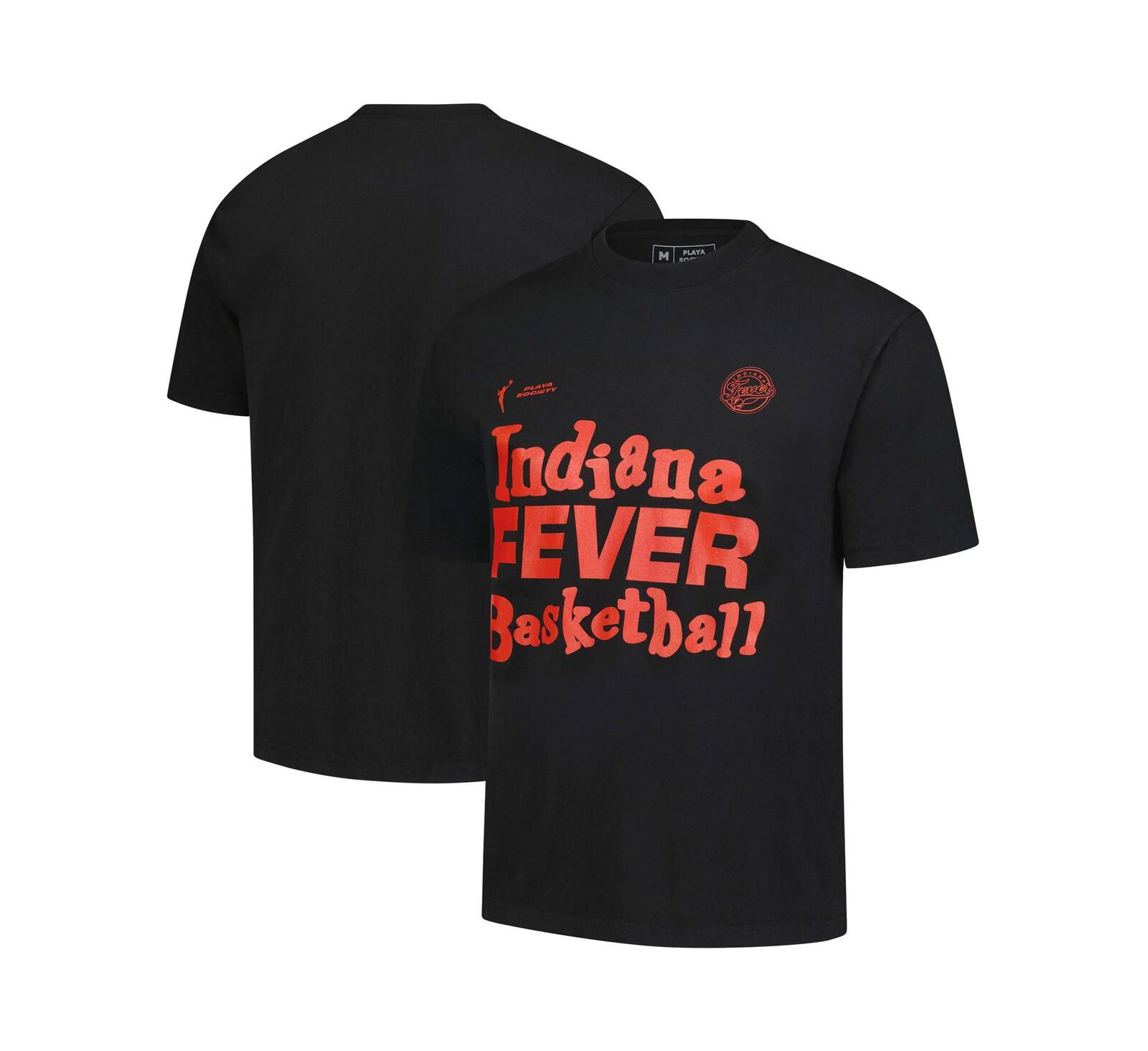 Playa Society Мужская и женская футболка с логотипом Indiana Fever, цвет Black