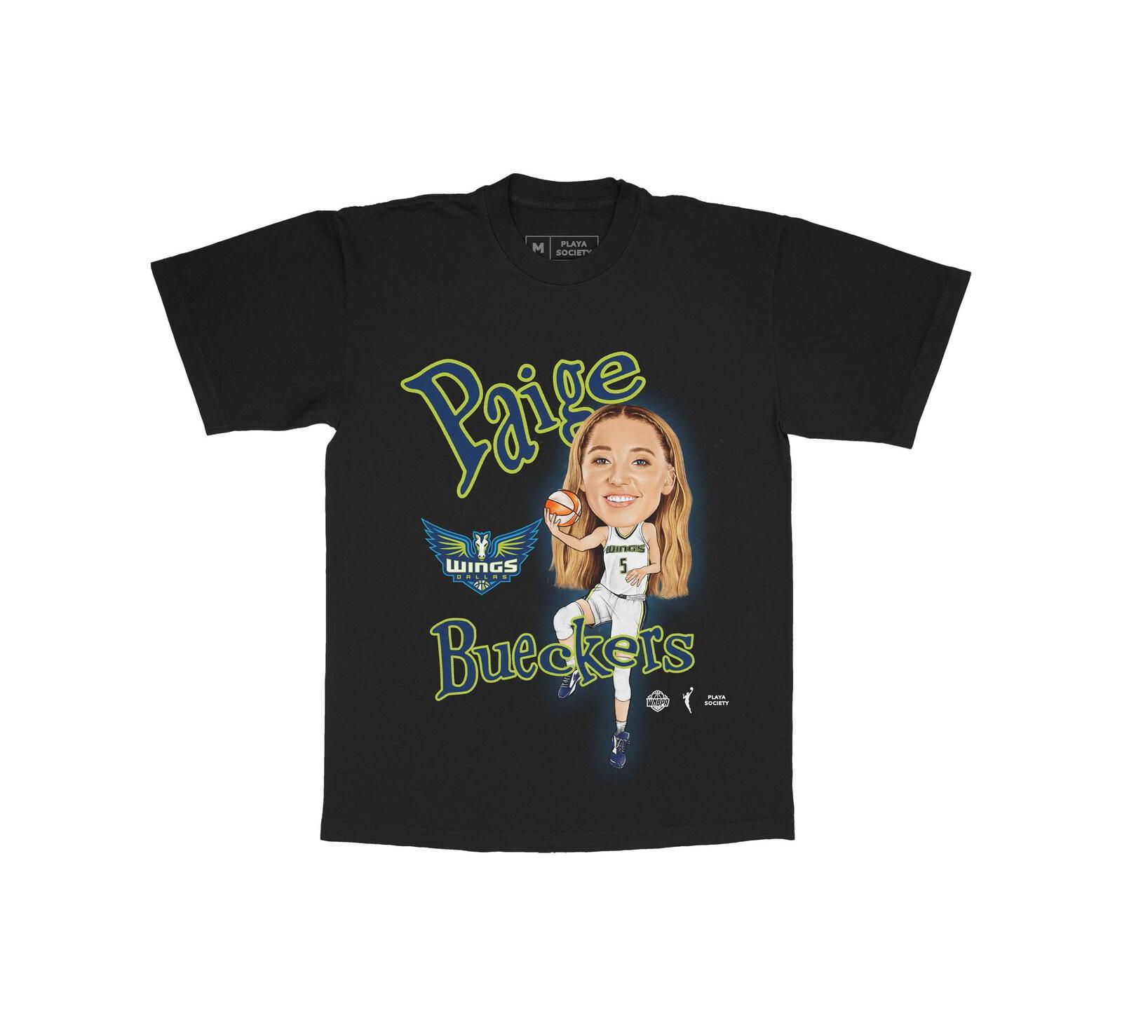 Футболка Playa Society Paige Bueckers Black Dallas Wings Sketch для мужчин и женщин