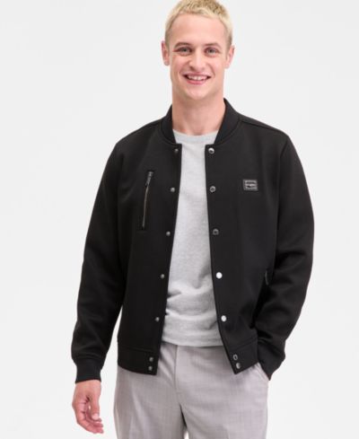 KARL LAGERFELD PARIS Men's Textured Bomber Jacket