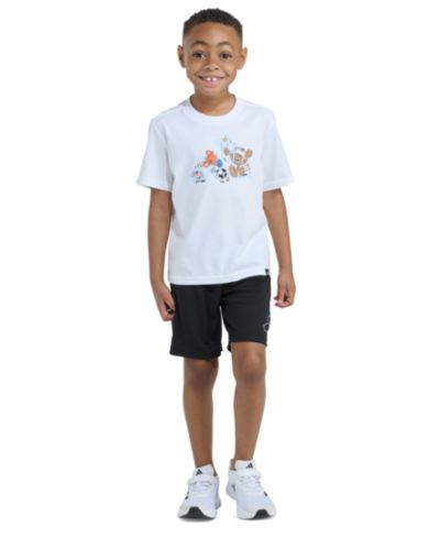 adidas Boys' 2T-7 Essential Graphic T-Shirt and Shorts, 2-Piece Set
