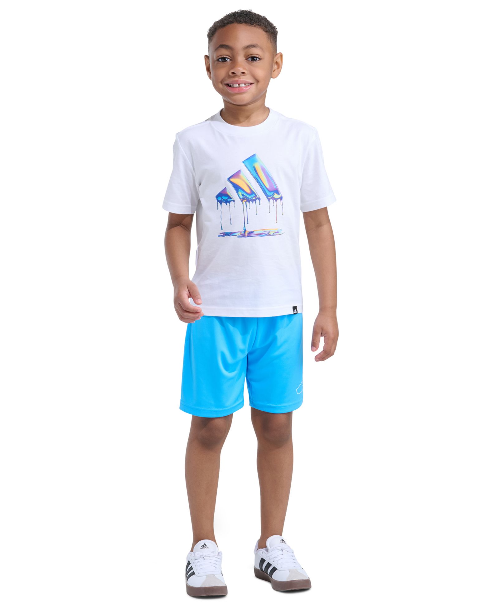 adidas Boys' 2T-7 Essential Graphic T-Shirt and Shorts, 2-Piece Set