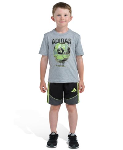Детский набор adidas: футболка с графикой и шорты, 2 части, размеры 2T-7