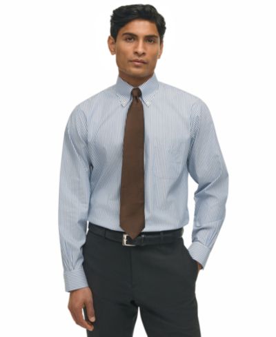 Men's Regular-Fit Polo Button-Down Collar Non-Stripe Dress Shirt