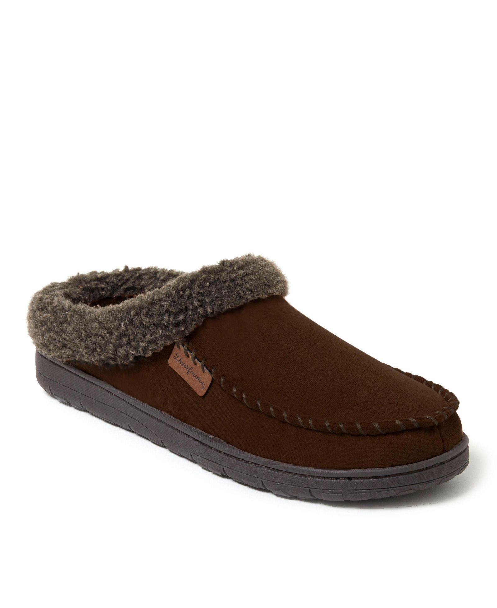 Dearfoams Men's Brendan Microsuede Moccasin Toe Clog Slipper