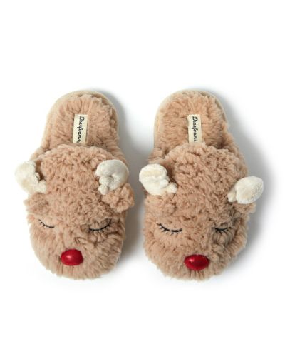 Dearfoams Kid's Holiday Christmas Reindeer Scuff Slipper