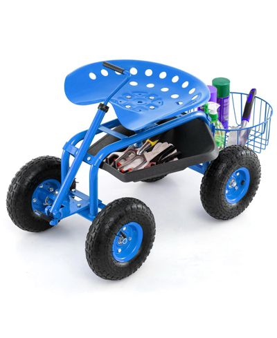 Садовая тележка Rolling Garden Cart с выдвижной ручкой для удобной транспортировки