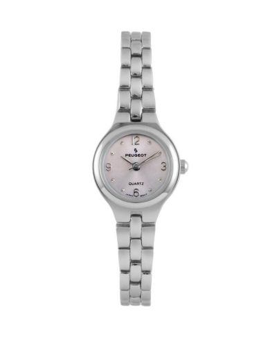Peugeot Women 22mm Round Silver Self-Adjust Link Bracelet Watch
