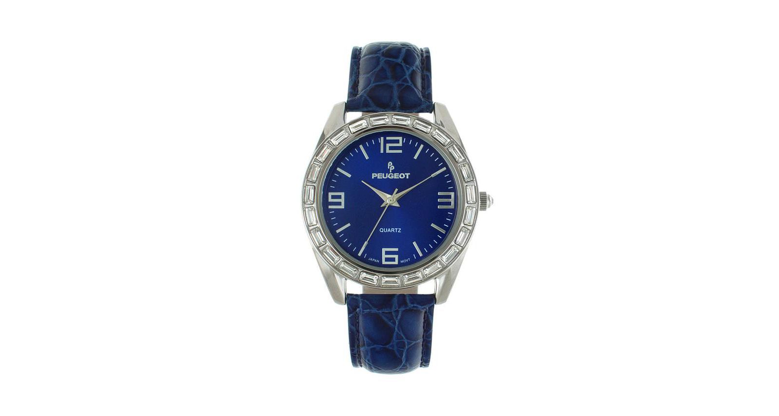 Peugeot Women's 40mm Blue Boyfriend Watch with Baguette Crystals