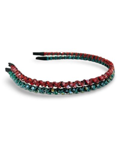 Thin Beaded Headband Set - Red + Green