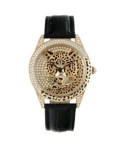 Peugeot Women's Couture Gold Watch Leopard Dial Swarovski Crystal