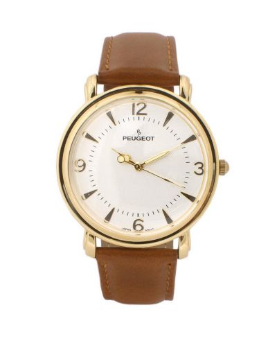 Часы Peugeot Men 38mm Gold Retro Design Calf Skin Leather Strap