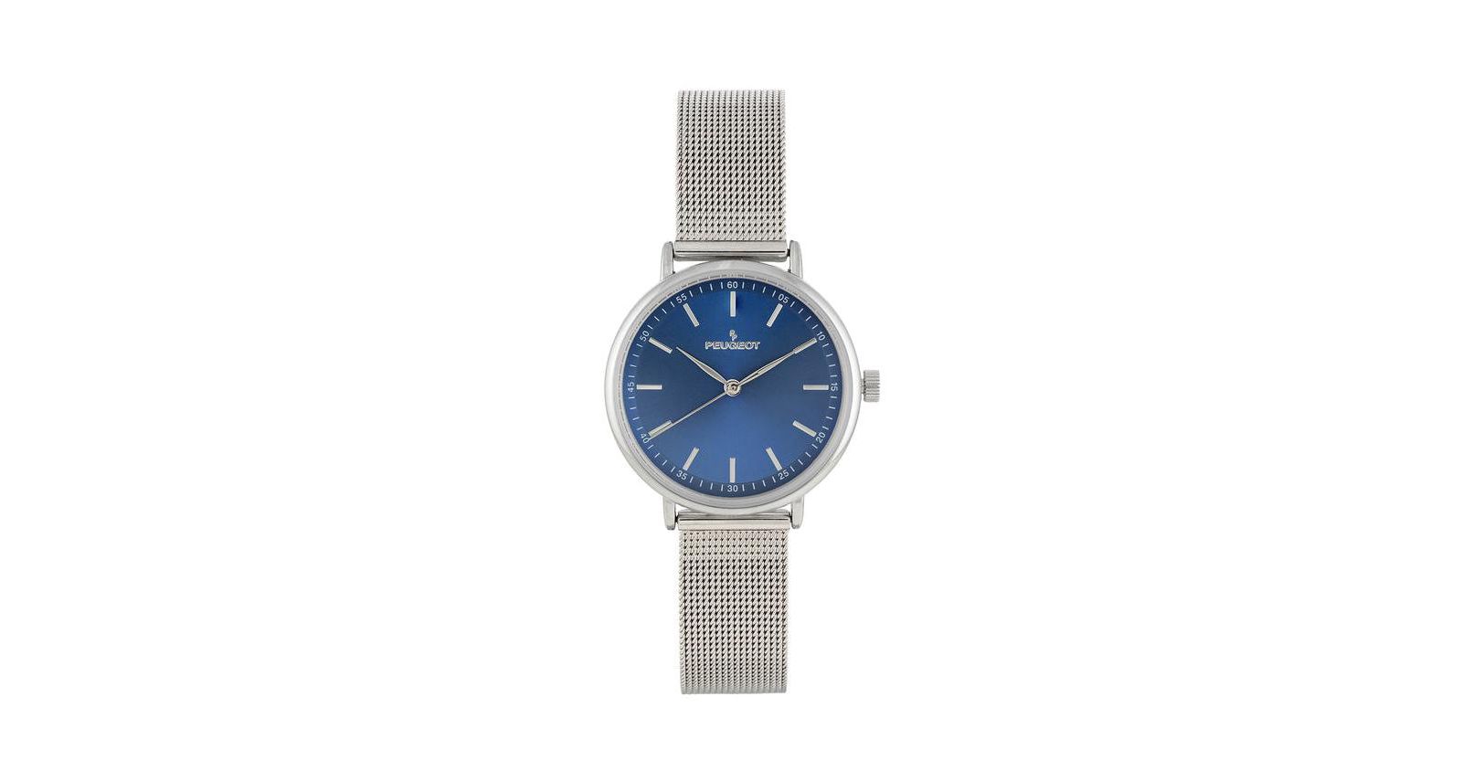 Женские часы Peugeot 30mm Blue Sleek Stainless Steel Mesh Band